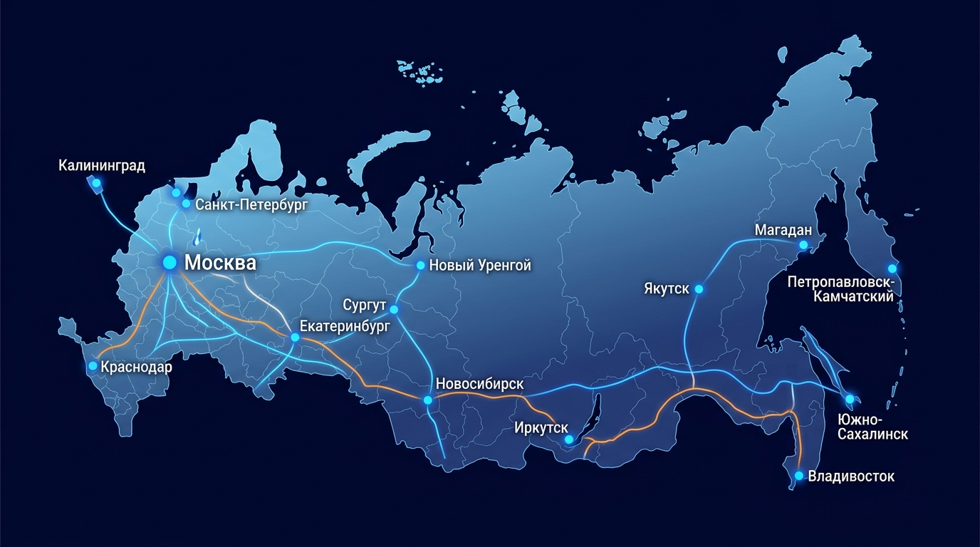 Карта маршрутов ЛогистПРО по России